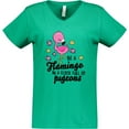 thumbnail image 3 of Inktastic Be a Flamingo in a Flock of Pigeons with Flowers Women's V-Neck T-Shirt, 3 of 5