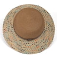 thumbnail image 6 of Karymi Derby Hat Two-Tone Contrast Speckled Mix Woven Straw Sun Hat with Ethnic PatternBand, Solid Dome Crown Wide Floppy Brim Boho Style Beach Hat Bucket Hat, 6 of 8
