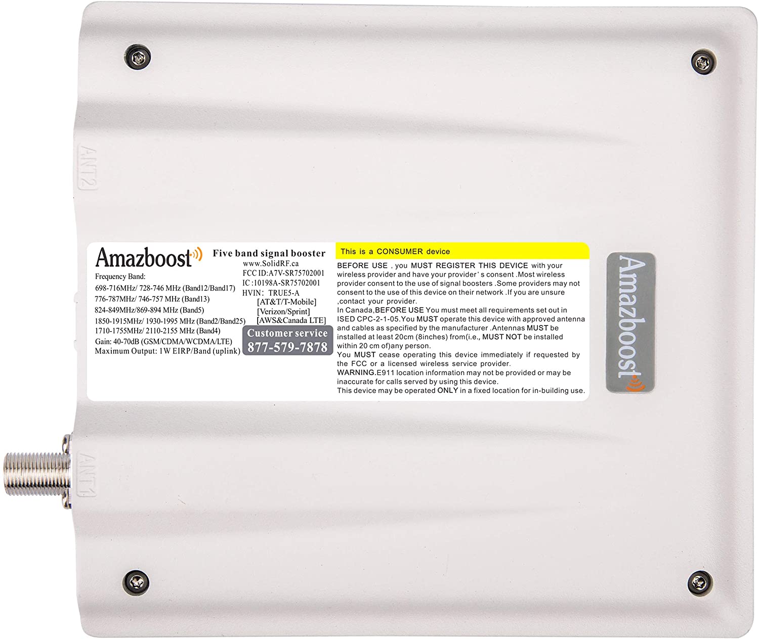 Amazboost A6 Cell Phone Signal Booster for Home Office,Cell Phone Booster Up to 8,000 sq ft | All U.S. Carriers 5G 4G 3G-Compatible with Verizon, AT&T, T-Mobile, Sprint & More | FCC Approved