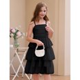 thumbnail image 6 of IBTOM CASTLE Girl Sleeveless Ruffle Formal Wedding Tiered Tulle Dress Teen Pageant Birthday Homecoming Prom Outfits Junior Graduation Dress 9-10 Years Black, 6 of 7