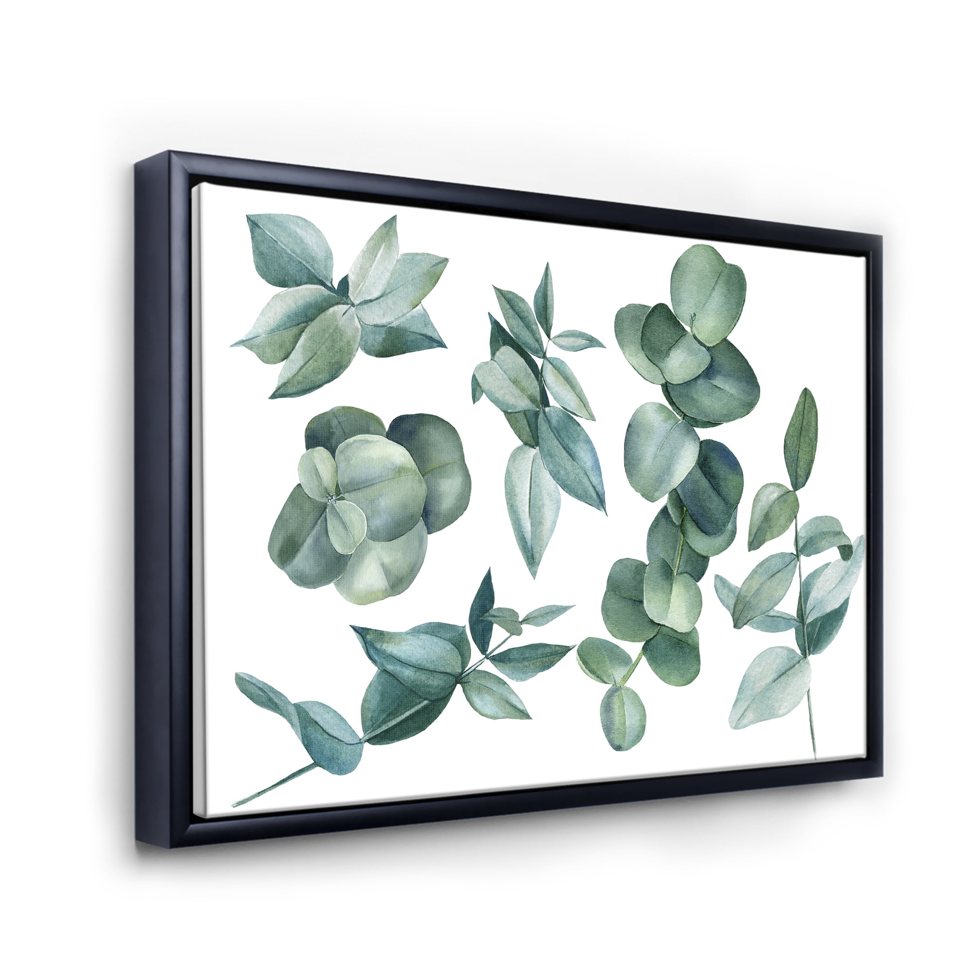 Designart 'Eucalyptus Leaves In Dark Green ' Traditional Framed Canvas Wall Art Print