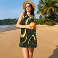 thumbnail image 3 of Honeii Robe Sans Manches à Imprimé Marbre Vert pour Femmes, Coupe Ample, Décontractée, Mode Été, 3 of 7