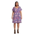thumbnail image 2 of Terra & Sky Women's Plus Size T-Shirt Dress with Back Gathers, 2 of 5