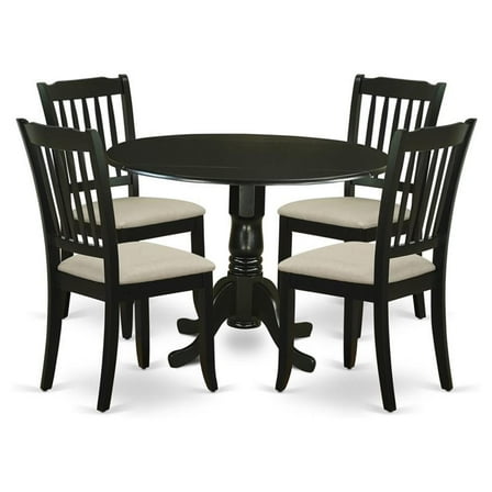 Atlin Designs 5-piece Wood Dining Set with Slatted Chairs in Black
