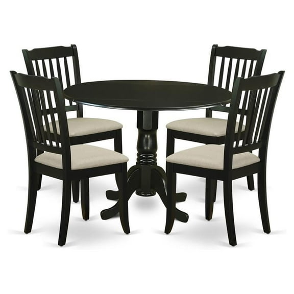 Atlin Designs 5-piece Wood Dining Set with Slatted Chairs in Black