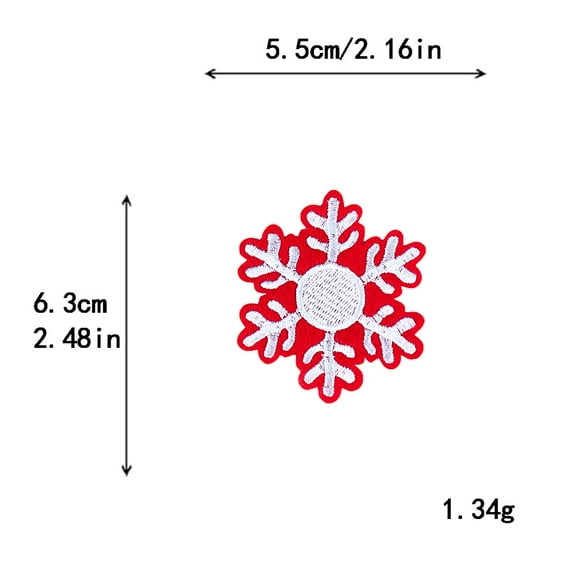 MRLESS 20Pcs Red and White Snowflake Embroidery Patches DIY Clothing Decor Iron-On Winter Holiday Fabric Stickers
