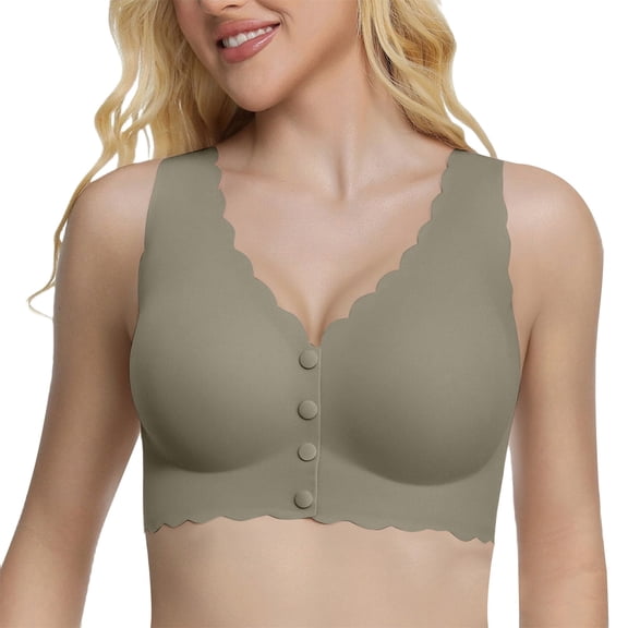 MEICHEN Jelly Push Up Bras for Women Trendy Solid Front Closure Full Coverage Tshirts Bras Seamless Underwear
