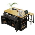thumbnail image 3 of K&K 53" Black Kitchen Island with Drop Leaf & Storage - Rolling Cart, 3 of 8