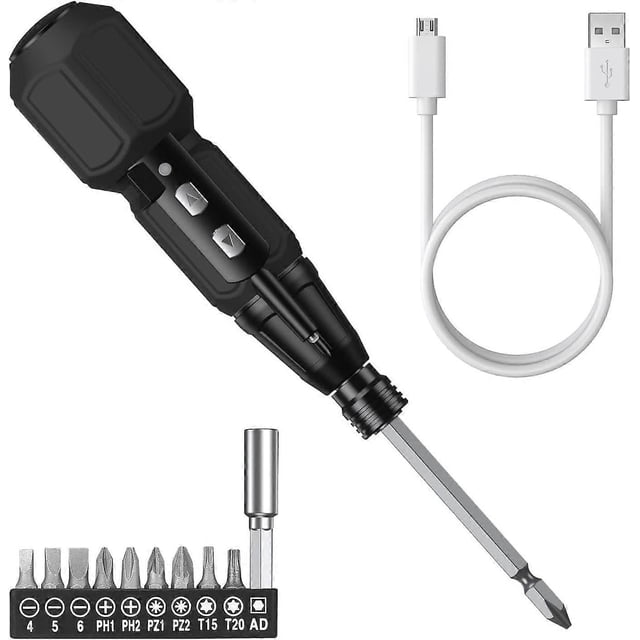 Precision screwdriver set, USB rechargeable cordless screwdriver with LED light, 9 screwdriver bits, automatic and manual modes, portable repair tools