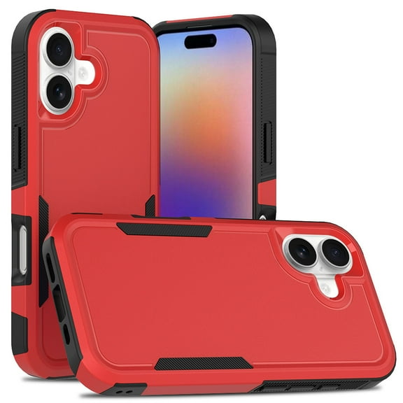 Decase Compatible with iPhone 17 2025 Case, Heavy Duty Hybrid 2 in 1 Hard PC Soft Flexible Rubber Silicone Dual-Layer Cover,Shockproof Protective Phone Case for iPhone 17,Red