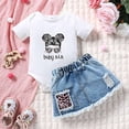 thumbnail image 2 of Gunia Baby Girls Summer Outfits Animal Print Romper Distressed Denim Skirt Casual Two Piece Toddler Clothes Set 0-18 Months, 2 of 4