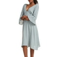 thumbnail image 5 of VEKDONE Women's Deep V Neck Dress 3/4 Ruffle Sleeve Midi Dress Solid Color Loose Fit Tunic Casual Dresses Knee Length Vacation Beach Dress Dark Gray XXL, 5 of 8