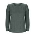 thumbnail image 6 of QUNYINEY Crew Neck Womens Shirts Casual Green Long Sleeve Solid Tops Loose Ribbed Drop Shoulder T-Shirts, 6 of 6