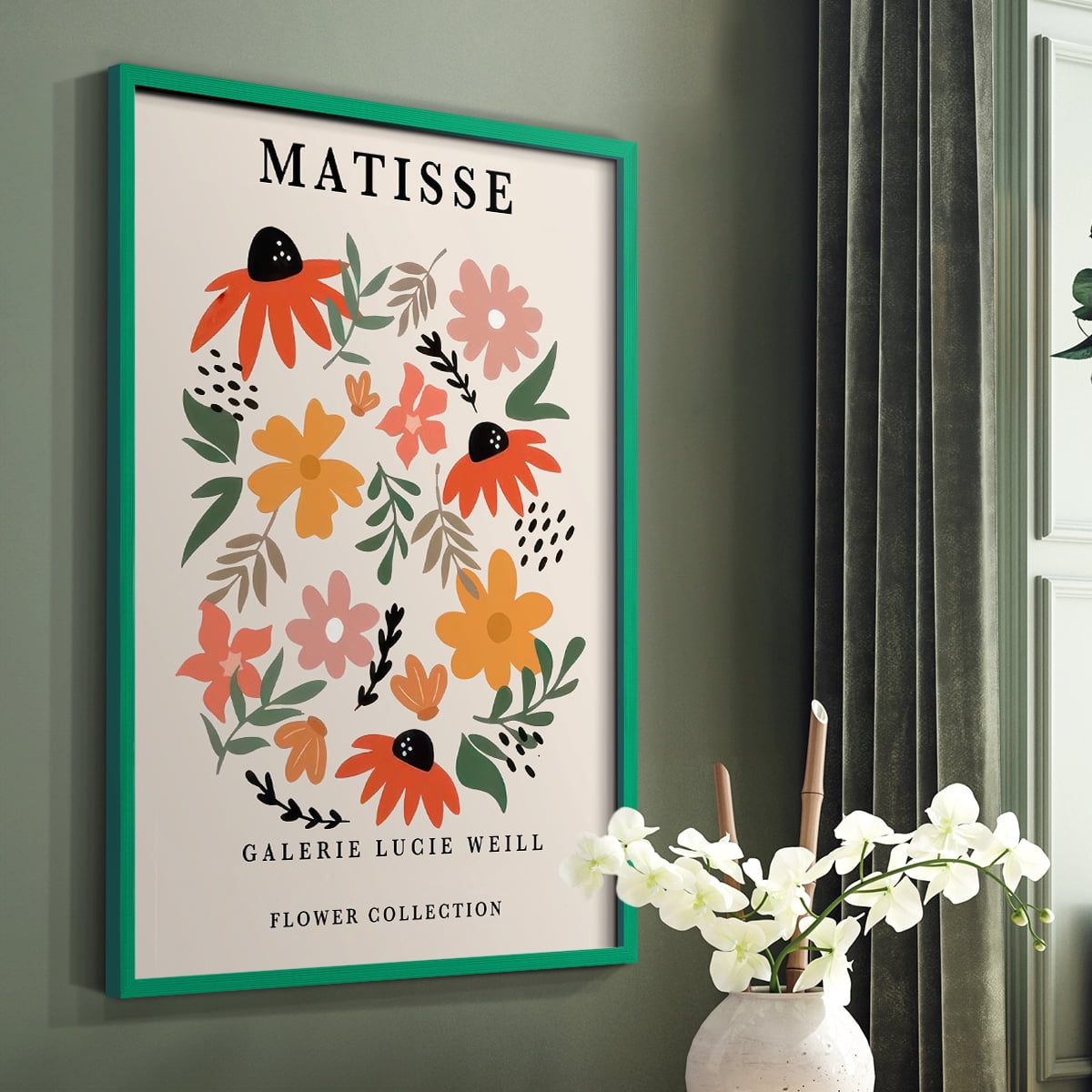 Matisse CXCI Framed Print in Green Solid Wood 22 x 28 Framed Print