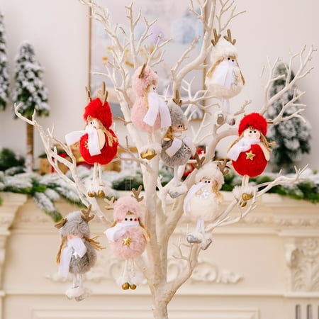 

Christmas Doll Pendant Girl Doll Wide Application Washable Plush Hanging Decorative Snowflake Pattern Cartoon Antlers Xm