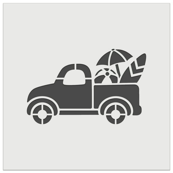 Cute Truck Summer with Surfboard Beach Ball Umbrella DIY Cookie Wall Craft Stencil - 5.5 Inch