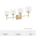 thumbnail image 7 of Hunter - Xidane 4-light Alturas Gold, Medium Size Vanity Light, Dimmable, Mid Century Modern Style, for Bedrooms, Kitchens, Dining, Living Rooms - 19765, 7 of 7