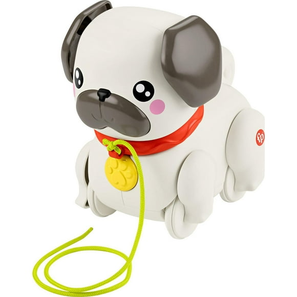 Fisher-Price FP Pets Walk-the-Pup Pug Baby & Toddler Pull Toy with Motion & Sounds, Ages 12M+