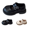 thumbnail image 4 of GiLiling Girls Mary Jane Dress Shoes, Double Strap with Heart Buckle, Thick Non-Slip Sole PU Leather Flats School Casual Footwear (Black, 3.5-4 Years), 4 of 6