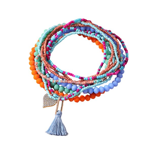 Boho Tobilleras/Cadena de pie Elástico Moda Hecho a mano Con Multicolor Pie 10 piezas Yuyangstore Tobillera con cuentas