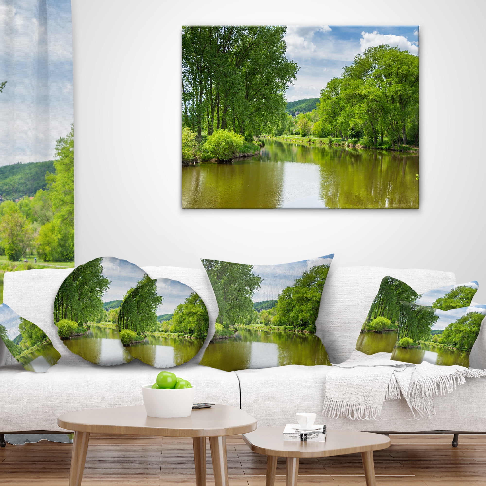Designart Beautiful Summer with Green Grass - Landscape Printed Throw Pillow - 18x18
