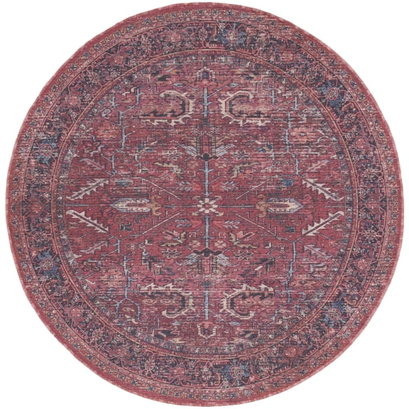 Nourison New Concept Washables 7'10" x Round Brick Vintage Indoor Non-Slip Flatweave Rug