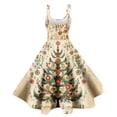 thumbnail image 3 of Elegant Women's Red Christmas Dress with Snowflake Print, Sleeveless A-Line Party Gown for Festive Celebrations, 3 of 3