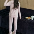 thumbnail image 4 of Cethrio Girls Thermal Pajama Sets, Two Piece Soft Long Sleeve Winter Sleepwear Loungewear Pink Size 14-16, 4 of 5