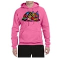 thumbnail image 2 of Wild Bobby, Colorful Rainbow Cat Animal Lover Unisex Graphic Hoodie Sweatshirt, Neon Pink, Small, 2 of 3