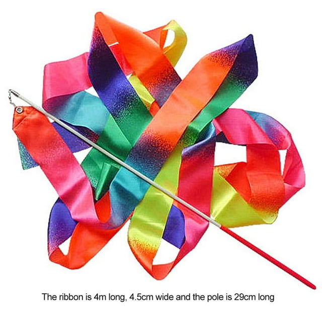Gradient Color Silk Band,4m Kids Dancing Gymnastics Silk Bandsfor Artistic Dancing Ballet Twirling Silk Bands Highly Versatile