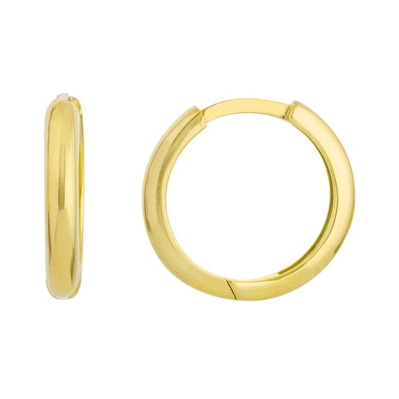 Honey Crush Real 14K Yellow Gold Polished Medium Hoop Earrings (2mm, 13mm)
