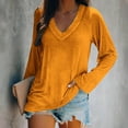 thumbnail image 2 of Diufon Plus Size Womens Blouses Fall Casual Solid Color Tunics V Neck Long Sleeve Comfortable Tops, 2 of 4