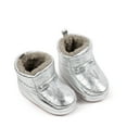 thumbnail image 6 of Quealent Newborn Baby Boys Girls Plush Boots Soft Sole Adjustable Winter Warm Snow Boots Crib Shoes Silver for Size Toddler 5, 6 of 8