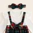 thumbnail image 5 of CAICJ98 Newborn Baby Girl Clothes Ruffle Sleeve Jumpsuit Corduroy Plaid Romper+Headband Cute Fall Winter One Piece Outfit (Green,0-3 Months), 5 of 8
