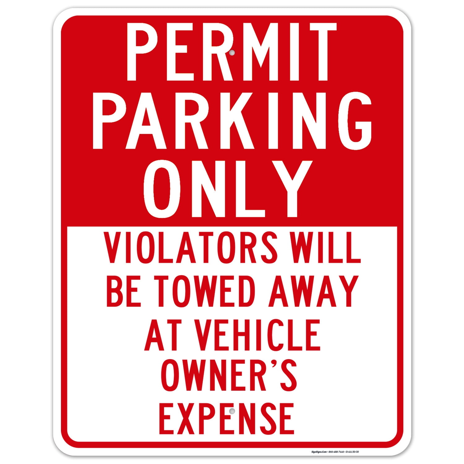 Permit Parking Only Red Sign, Board, 24x30 Aluminum - Walmart.com