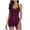 Wine, variant on PMVFHDE Women One Piece Swimsuit Solid Color Neck Tie Back Firming High Waist Boyshort Bathing Suit Army Green,L