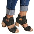 thumbnail image 1 of Peep Toe High Heel with Buckle Ankle Large Size Decor Rhinestone Fashion Durable Suit for Women, 1 of 5