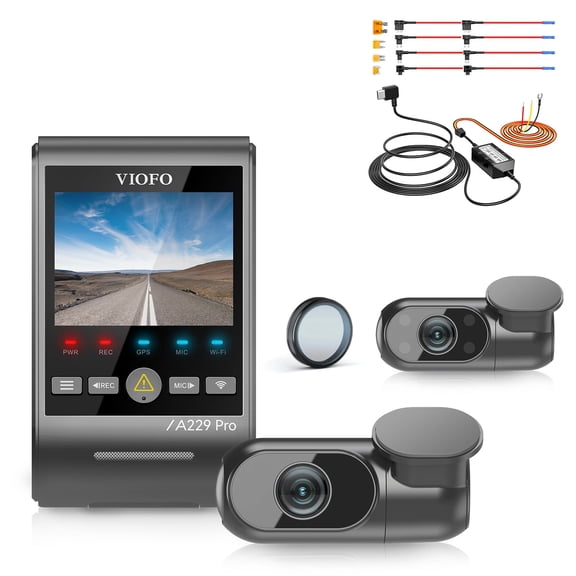 VIOFO A229 Pro 3CH Dash Cam + HK4 Hardwire Kit with 8pcs Full Set Fuse Tap, Front 4K & Rear 2K & Cabin 1080P STARVIS 2 HDR, 5GHz Wi-Fi, GPS, Voice Control, 24H Parking Mode, Loop Recording
