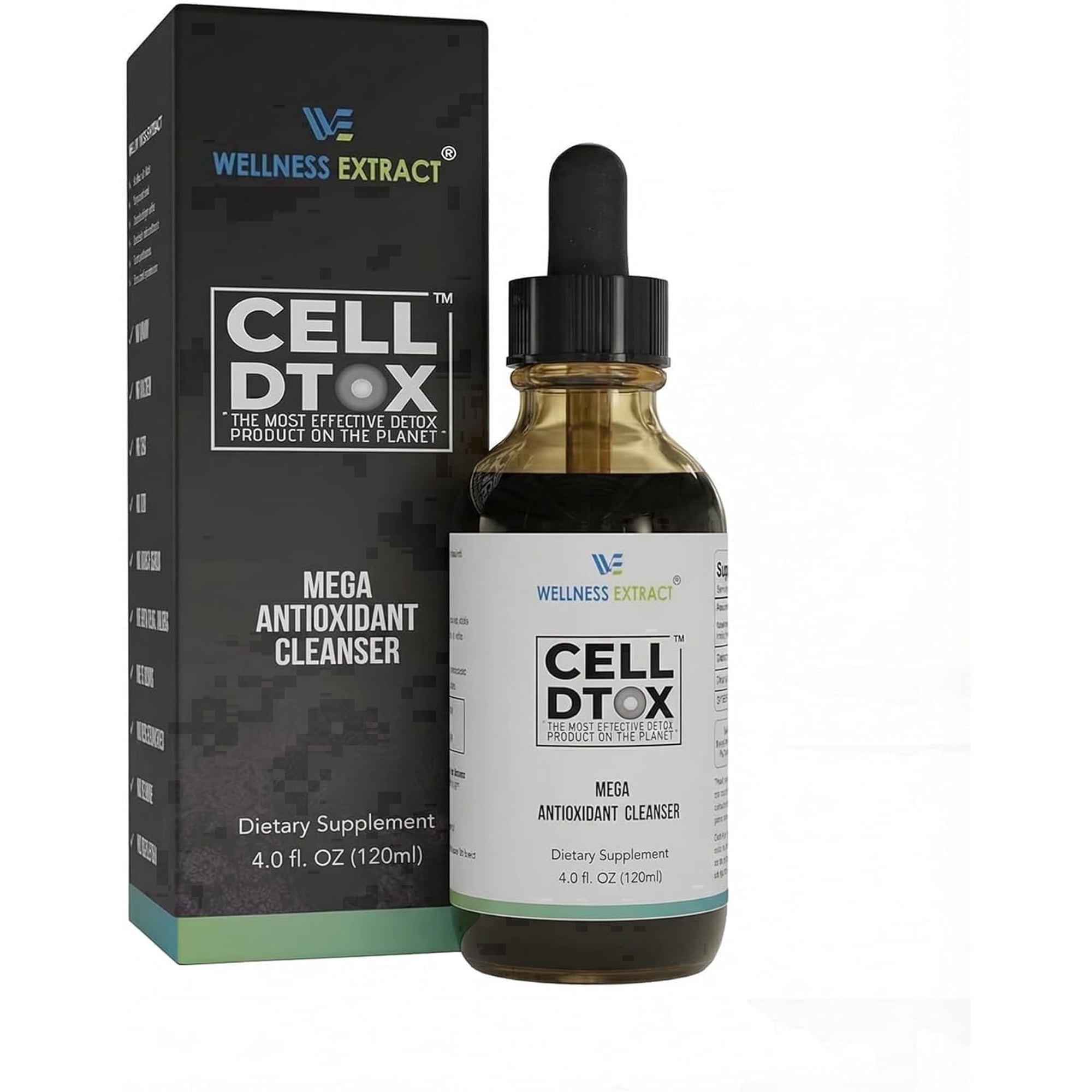 Wellness Extract Cell Dtox Mineral Drops, Humic Acid, Fulvic Acid & Zeolite, Alkaline Water Supplement, Zero Sugar, Antioxidant Support, 4 oz
