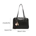 thumbnail image 2 of HUISZJ Retro Tote Bag, Large Capacity PU Dumpling Bag, Top-Handle Slouchy Hobo Purse for Travel Commute Work (Black), 2 of 7