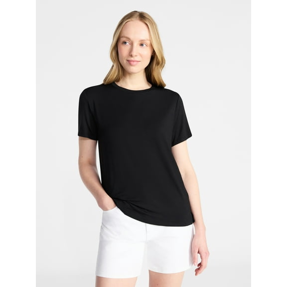 Time and Tru Women's Boxy Tee with Short Sleeves, Sizes XS-XXXL