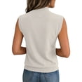 thumbnail image 4 of Sleeveless Knit Mock Neck Sweater Top for Women Casual Pullover Ribbed Hem Lightweight Soft Fabric Relaxed Fit White 2XL, 4 of 4