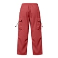 thumbnail image 5 of Huowey Womens Baggy Cargo Pants Wide Leg Hiking Pants With Pockets Drawstring Casual Daily Trendy Travel Trousers,XL, 5 of 6