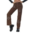 thumbnail image 4 of new style jeans y2k women's flower pattern high waist denim trousers with pockets street wear pants-As photo shows-S, 4 of 7