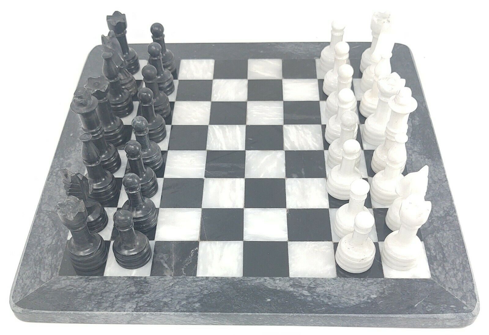 JT Handmade Marble Black and White Chess Set - 12 inch