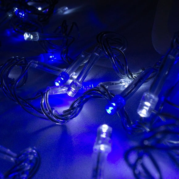 Tira Navideña Decorativa Luz Led Azul/Blanco 60 Focos 8 Funciones Navicolors Cable Transparente 3 m