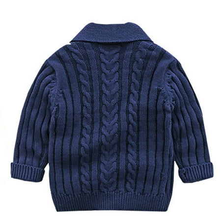 

kpoplk Toddler Sweater Toddler Baby Girls Boys Solid Spring Winter Long Sleeve Button Knit Sweater Coat Baby Sweaters(Blue)