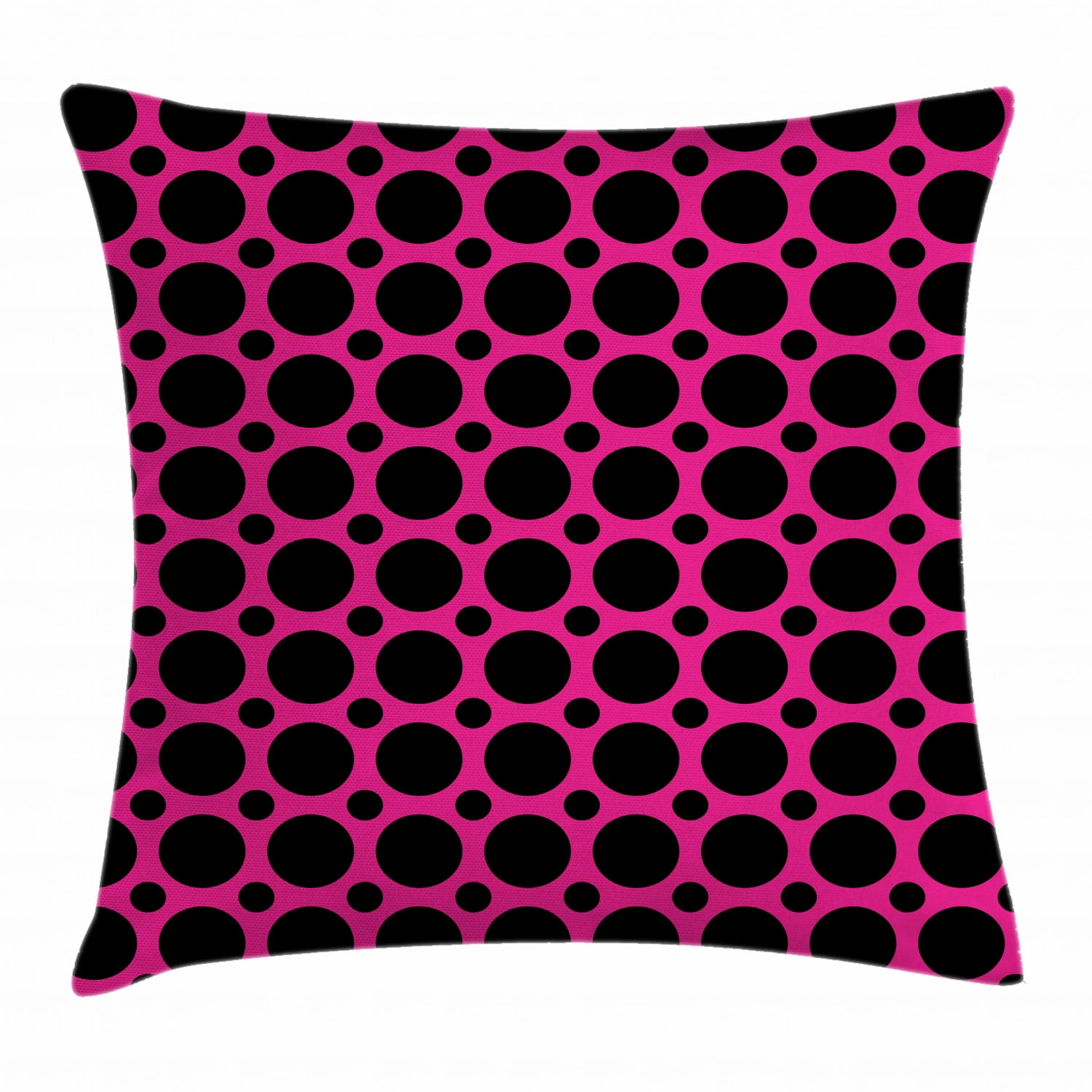 Hot Pink Throw Pillow Cushion Cover, Big and Small Dots Spots in Symmetrical Order Old Fashioned