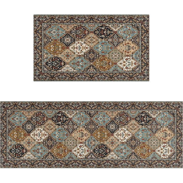 Boho Style Kitchen Rugs and Mats Set of 2 Farmhouse Rustic Kitchen Rugs ...
