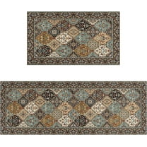 Boho Style Kitchen Rugs and Mats Set of 2 Farmhouse Rustic Kitchen Rugs Non Slip Super Absorbent Kitchen Mat for Sink Waterproof Runner Rug for Laundry Room 17"x 48" 17x30